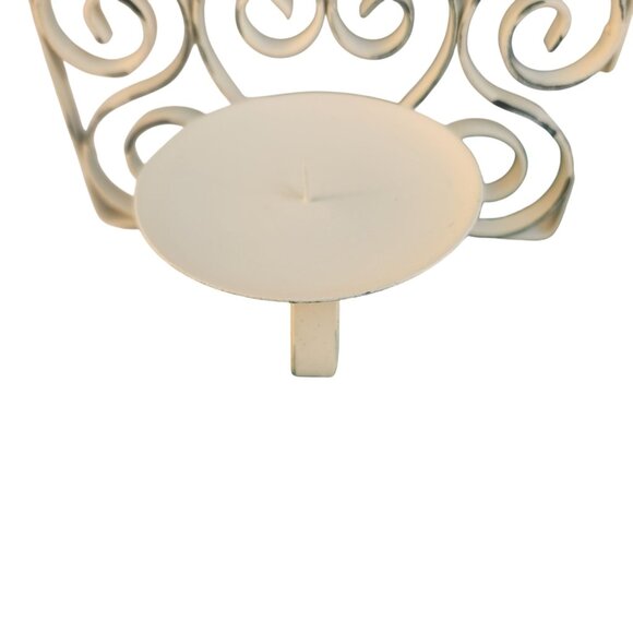 Scrolled Metal 3-Panel Folding Candelabra Screen Cream Distressed Finish - Picture 7 of 13
